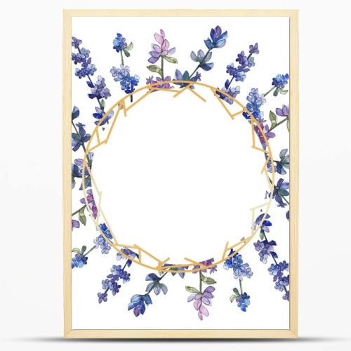 Purple lavender. Floral botanical flower. Wild spring leaf wildflower isolated. Watercolor background illustration set. Watercolour drawing fashion aquarelle isolated. Frame border ornament square.