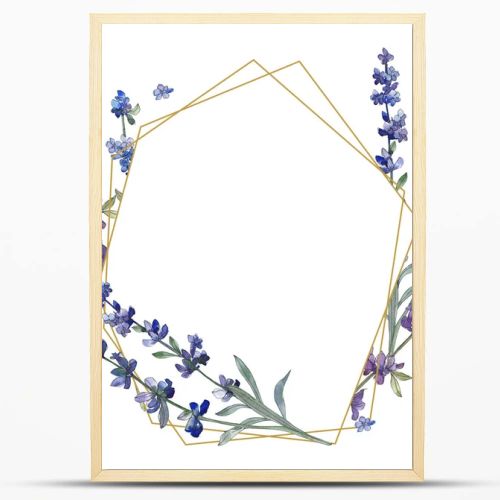 Purple lavender. Floral botanical flower. Wild spring leaf wildflower isolated. Watercolor background illustration set. Watercolour drawing fashion aquarelle isolated. Frame border ornament square.