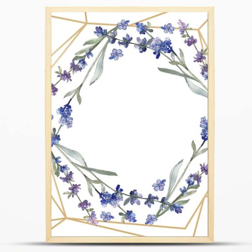 Purple lavender. Floral botanical flower. Wild spring leaf wildflower isolated. Watercolor background illustration set. Watercolour drawing fashion aquarelle isolated. Frame border ornament square.