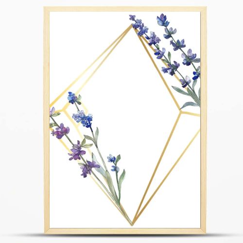 Purple lavender. Floral botanical flower. Wild spring leaf wildflower isolated. Watercolor background illustration set. Watercolour drawing fashion aquarelle isolated. Frame border ornament square.