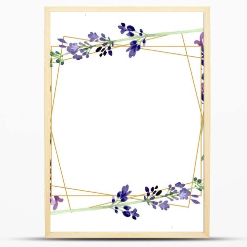 Violet lavender floral botanical flower. Watercolor background illustration set. Frame border ornament square.