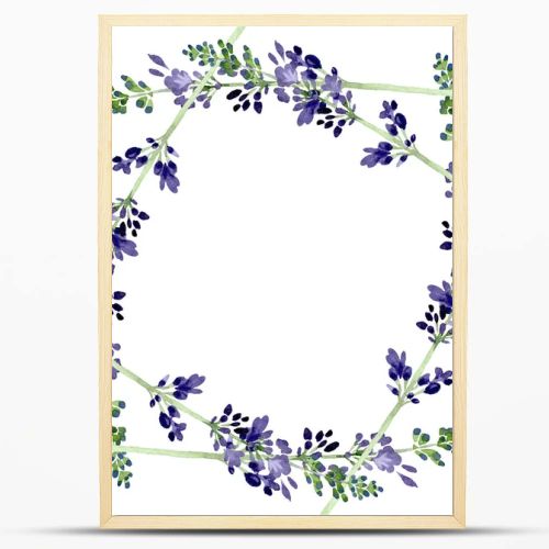 Violet lavender floral botanical flower. Watercolor background illustration set. Frame border ornament square.