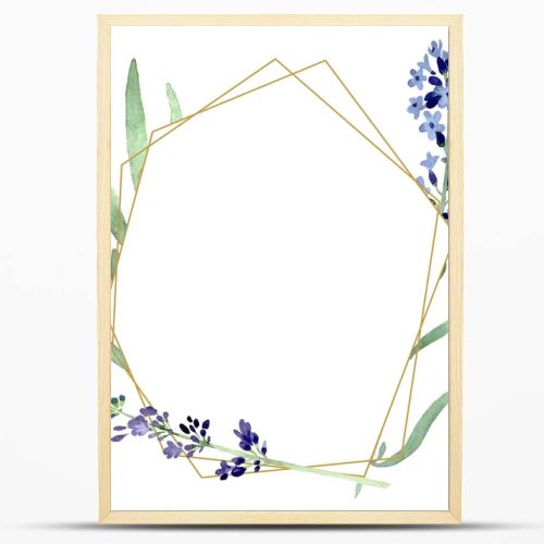 Violet lavender floral botanical flower. Watercolor background illustration set. Frame border ornament square.
