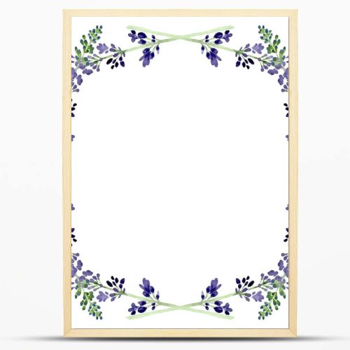 Violet lavender floral botanical flower. Watercolor background illustration set. Frame border ornament square.