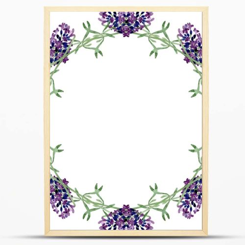 Violet lavender floral botanical flower. Watercolor background illustration set. Frame border ornament square.