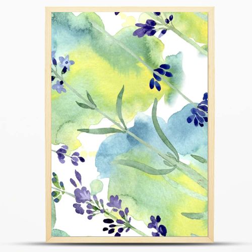 Violet lavender floral botanical flower. Watercolor background illustration set. Seamless background pattern.