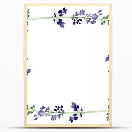 Violet lavender floral botanical flower. Watercolor background illustration set. Frame border ornament square.