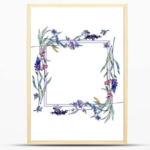 Lavender floral botanical flowers. Watercolor background illustration set. Frame border ornament square.