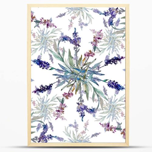 Lavender floral botanical flowers. Watercolor background illustration set. Seamless background pattern.