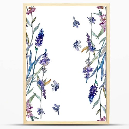 Lavender floral botanical flowers. Watercolor background illustration set. Seamless background pattern.