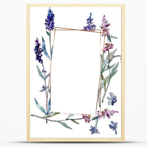 Lavender floral botanical flowers. Watercolor background illustration set. Frame border ornament square.