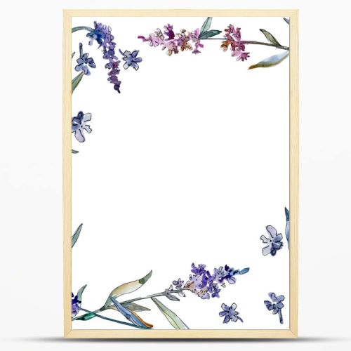 Lavender floral botanical flowers. Watercolor background illustration set. Frame border ornament square.
