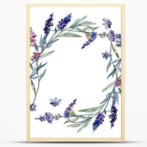Lavender floral botanical flowers. Watercolor background illustration set. Frame border ornament square.