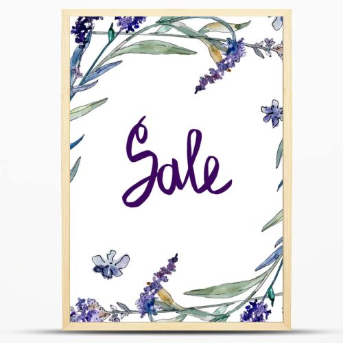 Lavender floral botanical flowers. Watercolor background illustration set. Frame border ornament square.