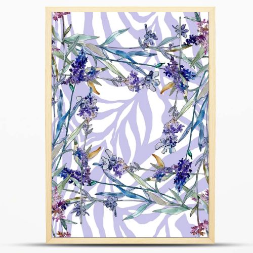 Lavender floral botanical flowers. Watercolor background illustration set. Seamless background pattern.