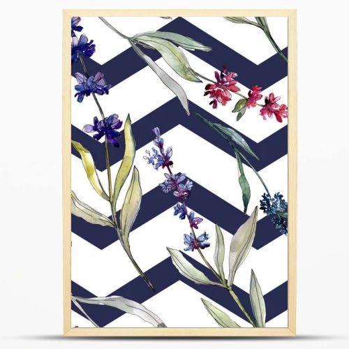 Lavender floral botanical flowers. Watercolor background illustration set. Seamless background pattern.