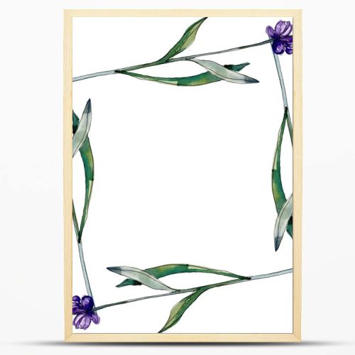 Lavender floral botanical flowers. Wild spring leaf wildflower isolated. Watercolor background illustration set. Watercolour drawing fashion aquarelle isolated. Frame border ornament square.