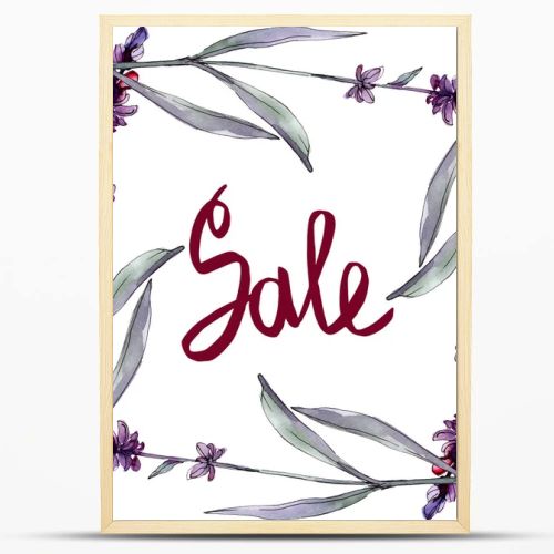 Lavender floral botanical flowers. Wild spring leaf wildflower isolated. Watercolor background illustration set. Watercolour drawing fashion aquarelle isolated. Frame border ornament square.