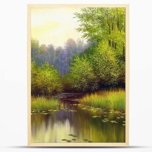 Beautiful summer landscape, canvas, oil