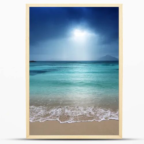 dark sky on the beach of la Digue island, Seychelles