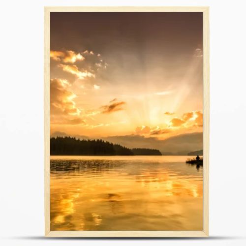 Mountain lake at down