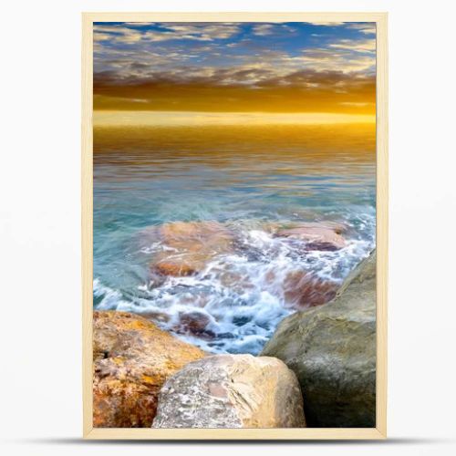 rocky beach on the Mediterranean sea under a beautiful sky