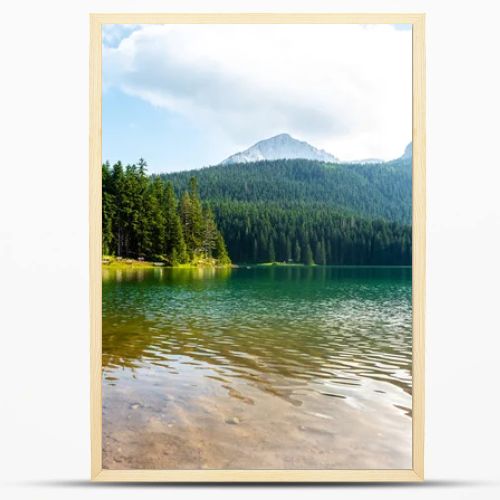 landscape of glacial Black Lake and mountains in Montenegro