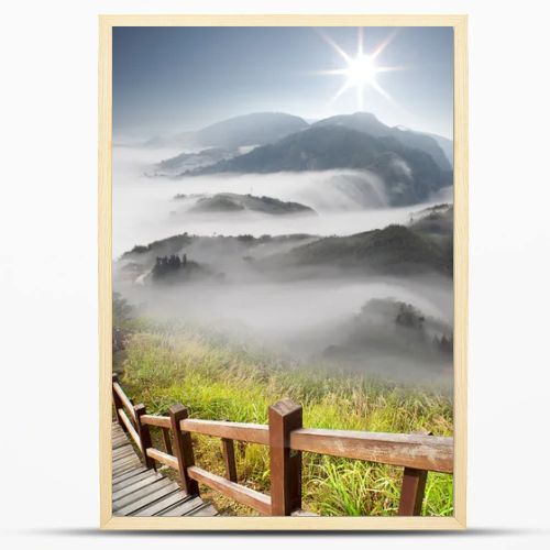 Dramatic clouds with mountain and tree