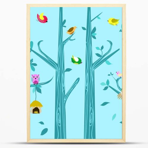 Natural trees and birds background