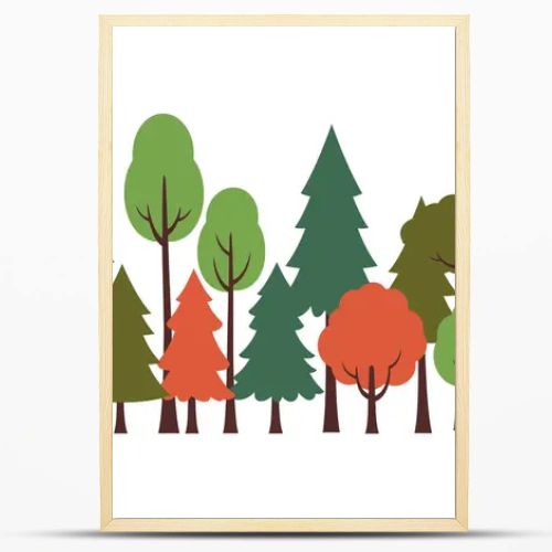 Clipart forest trees. Various trees in different colors and shapes. Illustration design.