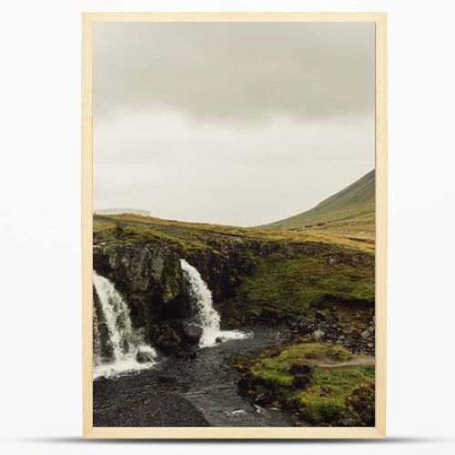amazing landscape with majestic scenic waterfall in Iceland 