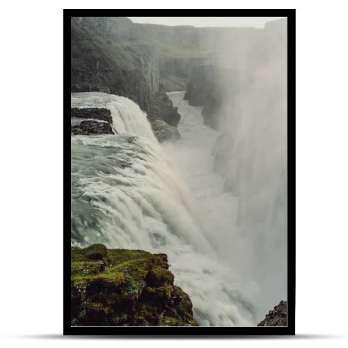 beautiful majestic scenic landscape with waterfall in Iceland  