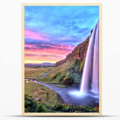 Seljalandfoss Waterfall at Sunset, Iceland