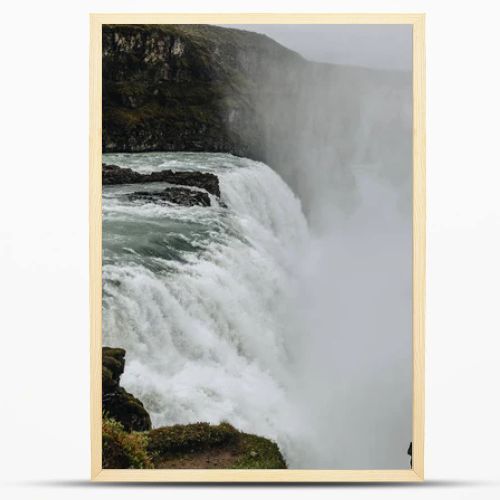 aerial view of steam above Gullfoss waterfall in Iceland