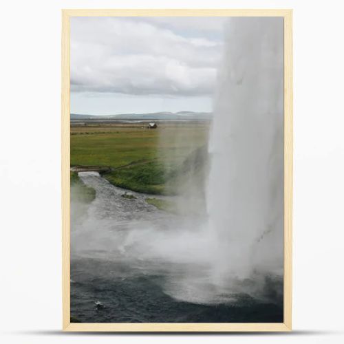 scenic view of Seljalandsfoss waterfall in highlands in Iceland 