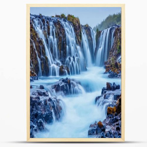 Dramatic views of the powerful Bruarfoss waterfall. Popular tourist attraction. Unusual and picturesque scene. Location place South Iceland, Europe. Artistic picture. Discover the world of beauty.