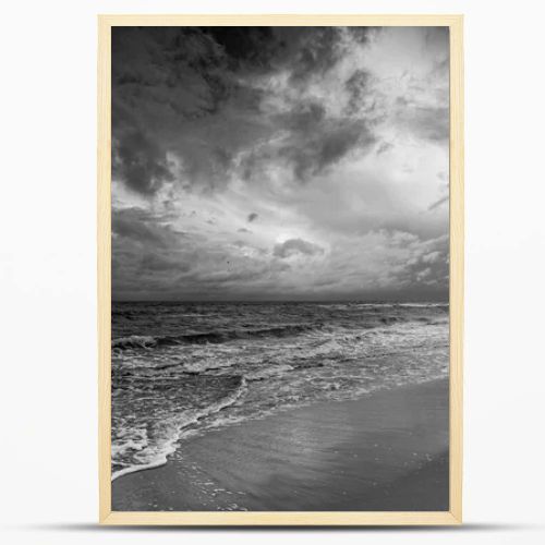 Natural landscape from the sea on a cloudy windy day.