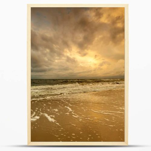 Natural landscape from the sea on a cloudy windy day.