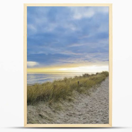 Footpath in the dunes during sunset