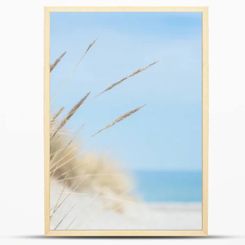 Baltic sea dunes over blue coastline background in Northern Germany