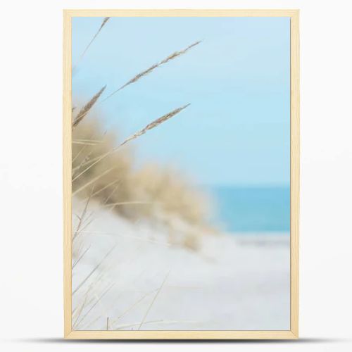 Baltic sea dunes over blue coastline background in Northern Germany