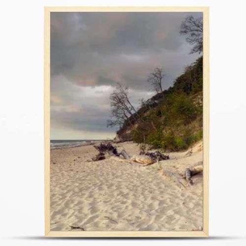 Natural landscape from the sea on a cloudy windy day.