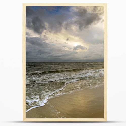 Natural landscape from the sea on a cloudy windy day.