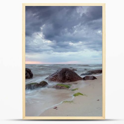 Natural landscape from the sea on a cloudy windy day.