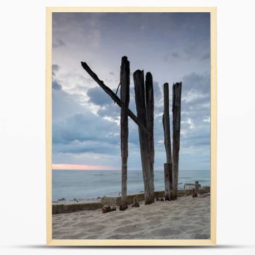 Natural landscape from the sea on a cloudy windy day.