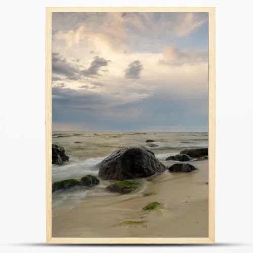 Natural landscape from the sea on a cloudy windy day.