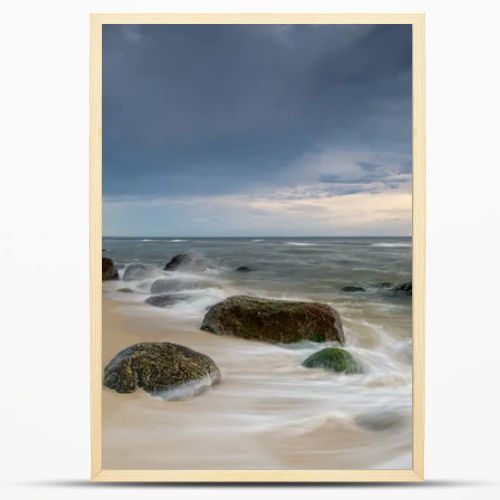 Natural landscape from the sea on a cloudy windy day.