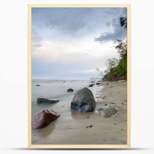Natural landscape from the sea on a cloudy windy day.