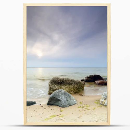 Natural landscape from the sea on a cloudy windy day.