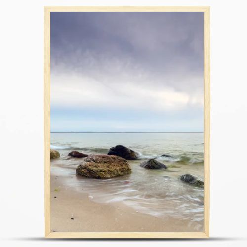 Natural landscape from the sea on a cloudy windy day.